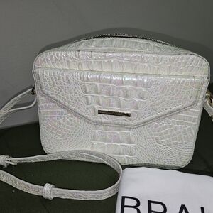 White Iridescent Brahmin Crossbody + Card Wallet